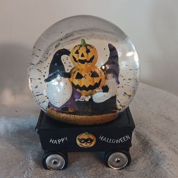 Halloween Snow Globe with Gnomes and Pumpkin - Picture 4 of 4